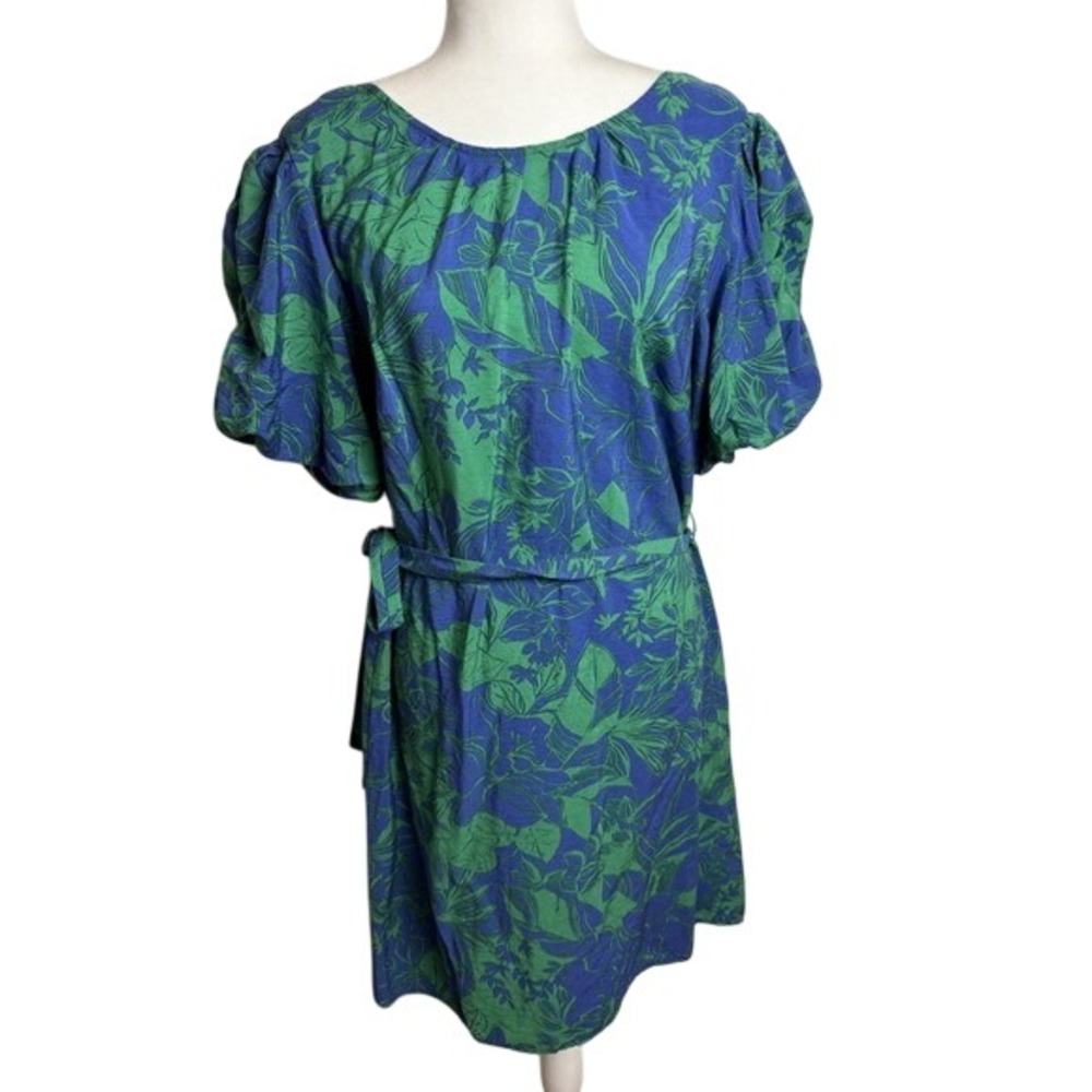 Tropical Floral Puff Sleeve Mini Dress Sz Medium | NWT | Stella & Julie Tahari - Picture 2 of 8